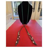 Teal Suede & Pearl Lariet Necklace