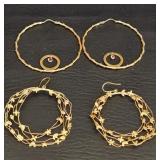 Gold Circular Earrings w/Dangling Pink Tourmaline