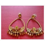 Pair of Gold-tone Dangle Earrings with