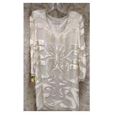 Marian Clayden White Velvet Patterned Dress