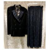 Sz 10 Black Lace Flare Leg Pants + Lace Backed