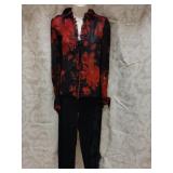 Joseph Ribuoff Black & Red Ruffled Shirt & Black