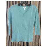 Sz 6 Escada Mint Green, Fitted V-Neck Top