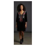 Johnny Was Ava Black Velvet Tunic Dress Sz MD