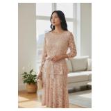 NWT Leslie Faye Peach Lace Dress Sz 10