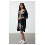 Johnny Was Blue Velvet Tunic Dress Sz MD