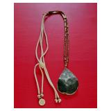 Green Aventurine Pendant Necklace w/Beads.