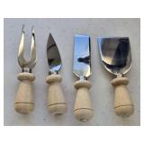 Set of 4 Italian Wooden Handled Cheese Utensils