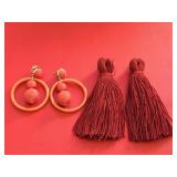 SurgarFix Coral Earrings + Red Fringe Earrings
