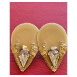 VTG Earrings with Gold-tone Filigree & Clear