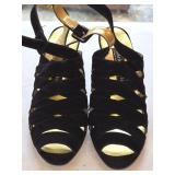 Sz 8 Charles David Blk Strappy Peep-toe Heels