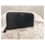 PRADA MILANO Black Rectangular Zip-up Wallet