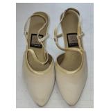 Sz 7.5 Vintage Nina Strappy Slingback Shoes Gold
