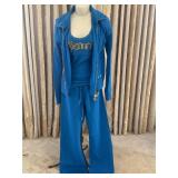 Sz M/L Twisted Heart 3 Pc Set Blue Tracksuit