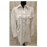 Samuel Dong White Sparkle Button Shirt Dress