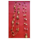 (2) Beaded Necklaces w/Light Pink& Wood Beads