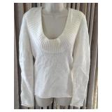 Sz L BCBG MAXAZRIA White Cowl Neck Sweater