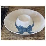 Metlox Pottery Calif USA White Hat W/ Blue Bow