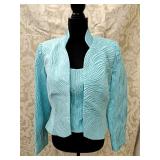 Sz 8 Flores & Florez Teal Textured Top w/Cropped