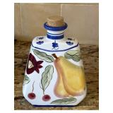Porcelain Wine Bottle with Cork & Fruit Designs
