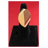 SZ 6 Inlay Geometric Wood and Resin Statement Ring