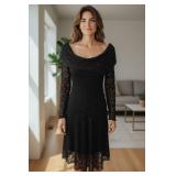 Elana Kattau Black Lace A Line Dress