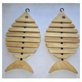 (2) Vintage Via Natural Wood Fish Bone Slat
