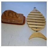 Vintage Via Natural Wood Fish Bone Slat Trivet