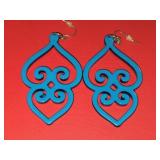 NWOT ZENZII Teal Blue Laser Cut Resin Earrings