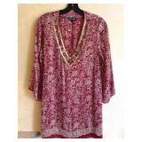 Sz Small Basil & Maude Red and White Silk Floral