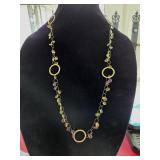 Gold-tone Station Necklace with Multi-colored