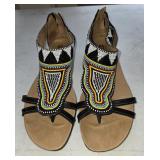 Sz 7.5 Pikolinos Maasai Project Beaded Leather