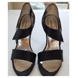 Sz 7.5 Black Satin Charles Jourdan High-heeled