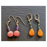 (1) Pr Purple and Pink Jasper Dangle Earrings &