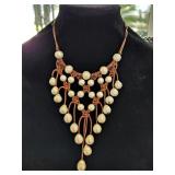 Pearl & Macrame Leather Necklace