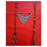 Beaded Fringe Choker & (2) Long Beaded Necklaces