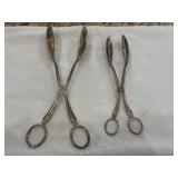 (2) VTG Silverplated Salad Serving Tongs with a