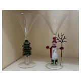 (2) Holiday Themed Martini Glasses Featuring a