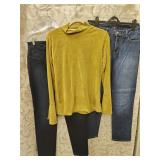 Tru Luxe Velvet Mock Neck Top & 2 Prs NYDJ Jeans