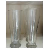 (6) Clear glass pilsner drinking glasses