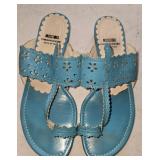 Sz 8 Moschino Blue Leather Scalloped-edged