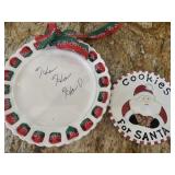 (2) Holiday Ceramic Cookie Plates