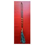 Long Boho Beaded Necklace with Turquoise Beads & t