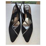 Sz 8 Stuart Weitzman Black Satin Evening Sling