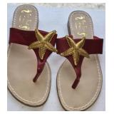 Sz 7.5 Miss Trish of Capri Red Leather Starfish