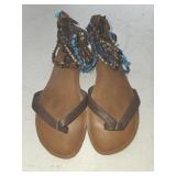 Sz 7.5 Steve Madden Brown Leather Thong sandals