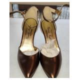 Sz 7.5 Norman Kaplo Bronze Metallic Pointed-toe