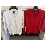 (2) Sz M V Neck Nylon Blend Sweaters