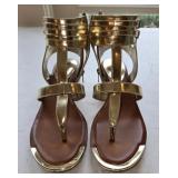 Sz 8 Gianni Bini Metallic Gold Gladiator Flat