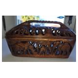 12" Gorgeous Hand Carved Antique Wooden Oblong